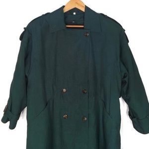SALE - Vintage Green Trench Coat, Removable Liner